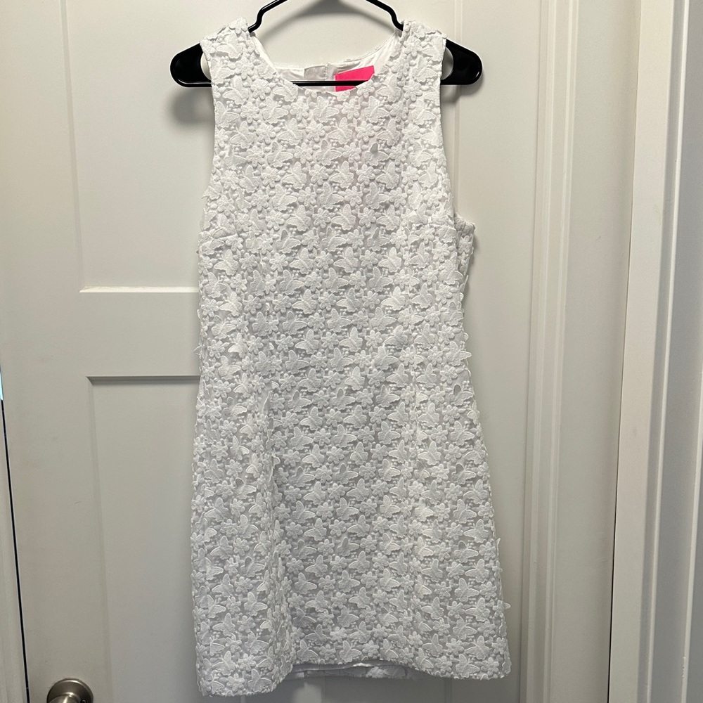 NWT Lilly Pulitzer White Butterfly Floral Lace Sleeveless Shift Dress